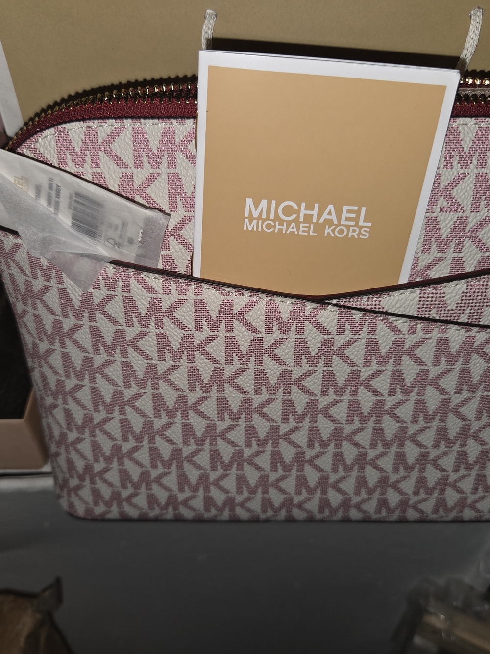 MICHAEL Michael Kors Pink and Cream MK Logo Tote